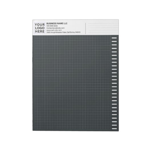 Custom Logo, Dark Engineering Graph Paper Grid Pad Notitieblok (Linkerzijde)