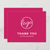 Custom Logo Dark Pink Budget Thank You Card (Voorkant / Achterkant)