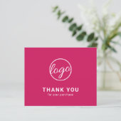 Custom Logo Dark Pink Budget Thank You Card (Staand voorkant)