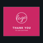 Custom Logo Dark Pink Budget Thank You Card<br><div class="desc">Custom budget business thank you card featuring a minimalist design with your logo on the front along with "Thank you for your purchase". The backside has your personal message. A basic and plain design that still comes across as professional. This simple thank you card is great for any type of...</div>