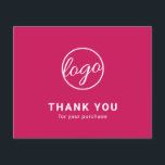 Custom Logo Dark Pink Budget Thank You Card<br><div class="desc">Custom budget business thank you card featuring a minimalist design with your logo on the front along with "Thank you for your purchase". The backside has your personal message. A basic and plain design that still comes across as professional. This simple thank you card is great for any type of...</div>