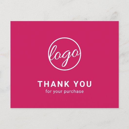 Custom Logo Dark Pink Budget Thank You Card (Voorkant)