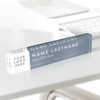 Custom Logo Dusty Blue White Naambordje