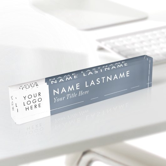 Custom Logo Dusty Blue White Naambordje