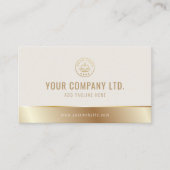 Custom Logo Elegant Beige Gold QR Code Visitekaartje (Voorkant)