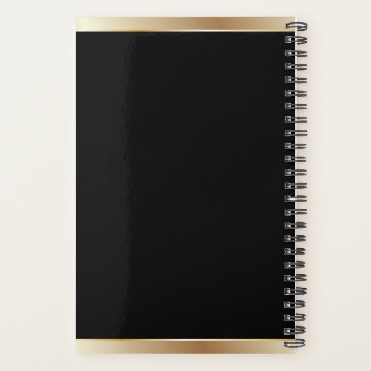Custom Logo Elegant Black Gold Planner (Achterkant)