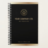 Custom Logo Elegant Black Gold Planner (Voorkant)