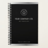 Custom Logo Elegant Black Silver Planner (Voorkant)
