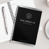 Custom Logo Elegant Black Silver Planner