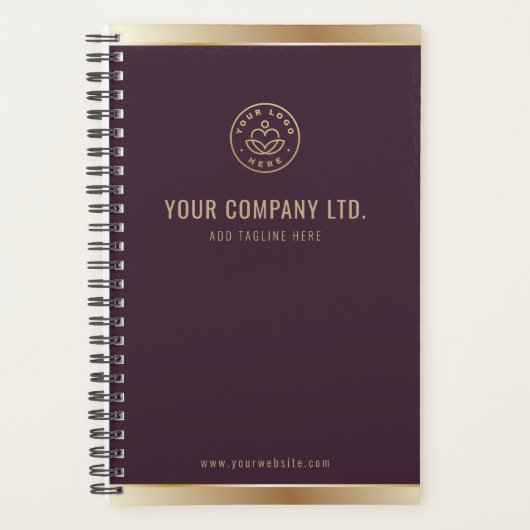 Custom Logo Elegant Bourgogne Red Gold Planner (Voorkant)