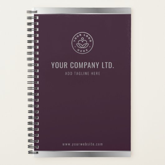 Custom Logo Elegant Bourgogne Rood Zilver Planner (Voorkant)