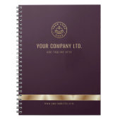Custom Logo Elegant Burgundy Red Gold Notitieboek (Voorkant)