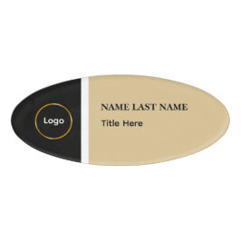 Custom Logo Elegant Dusty Blue White Magnet Naambadge