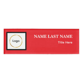 Custom Logo Elegant Dusty Blue White Magnet Naambadge