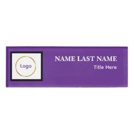 Custom Logo Elegant Dusty Blue White Magnet Naambadge