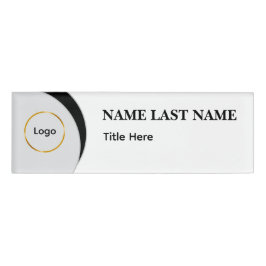 Custom Logo Elegant Dusty Blue White Magnet Naambadge