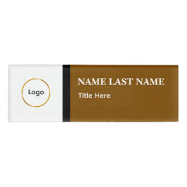 Custom Logo Elegant Dusty Blue White Magnet Naambadge