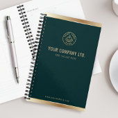 Custom Logo Elegant Emerald Green Gold Planner