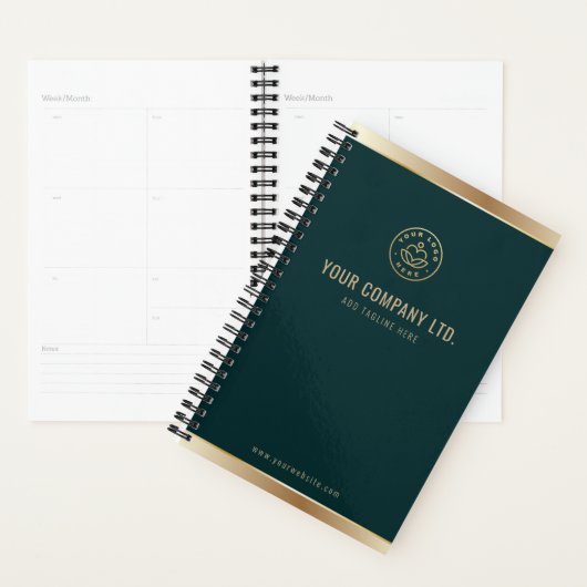 Custom Logo Elegant Emerald Green Gold Planner (Display)