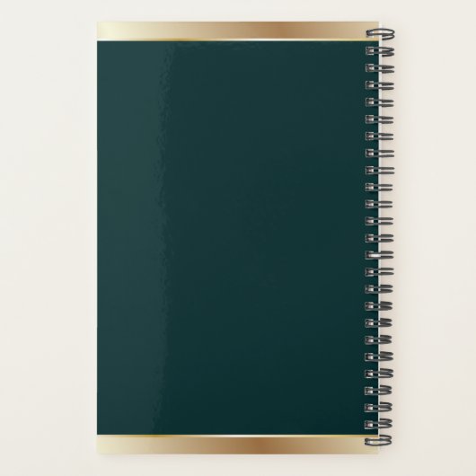 Custom Logo Elegant Emerald Green Gold Planner (Achterkant)