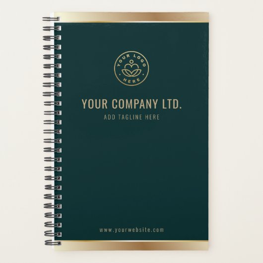 Custom Logo Elegant Emerald Green Gold Planner (Voorkant)