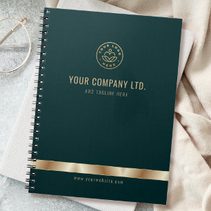 Custom Logo Elegant Groen Goud Notitieboek