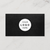 Custom logo elegant luxury black leather visitekaartje (Voorkant)