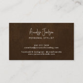 Custom logo elegant luxury brown leather visitekaartje (Achterkant)