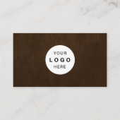 Custom logo elegant luxury brown leather visitekaartje (Voorkant)