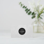 Custom logo elegant luxury white leather visitekaartje (Staand voorkant)