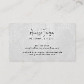 Custom logo elegant luxury white leather visitekaartje (Achterkant)