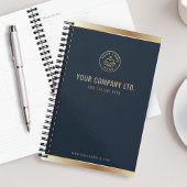 Custom Logo Elegant Navy Blue Gold Planner