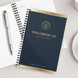 Custom Logo Elegant Navy Blue Gold Planner