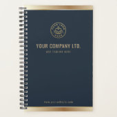 Custom Logo Elegant Navy Blue Gold Planner (Voorkant)