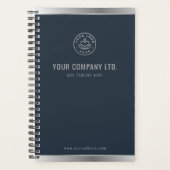 Custom Logo Elegant Navy Blue Silver Planner (Voorkant)