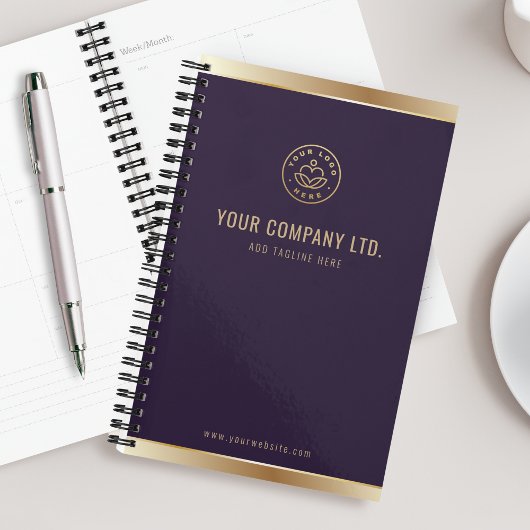 Custom Logo Elegant Paarse Goud Planner