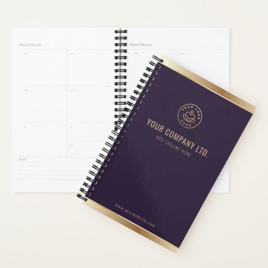 Custom Logo Elegant Paarse Goud Planner (Display)