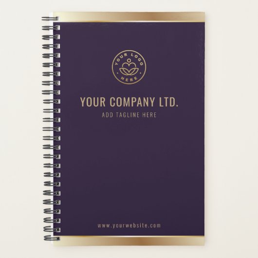 Custom Logo Elegant Paarse Goud Planner (Voorkant)