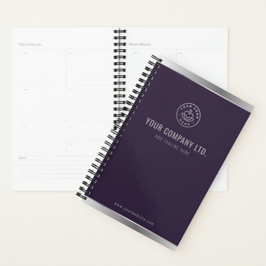 Custom Logo Elegant Paarse Zilver Planner (Display)