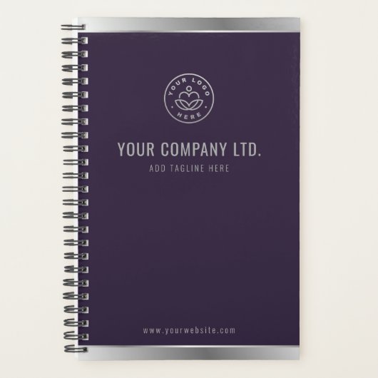 Custom Logo Elegant Paarse Zilver Planner (Voorkant)