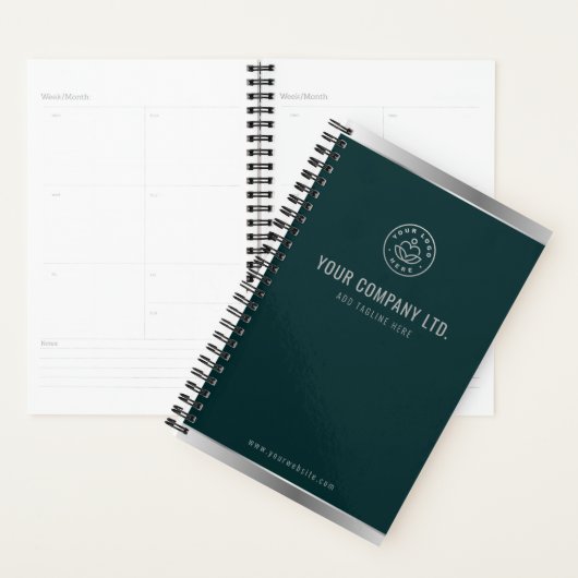 Custom Logo Elegant Smaragdgroen Zilver Planner (Display)