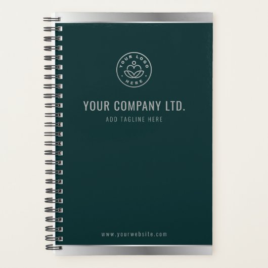 Custom Logo Elegant Smaragdgroen Zilver Planner (Voorkant)