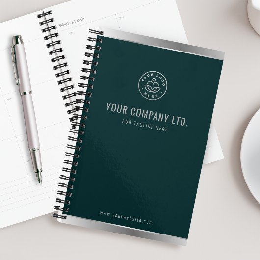 Custom Logo Elegant Smaragdgroen Zilver Planner