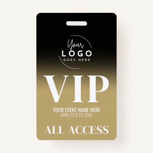 Custom Logo Elegant Zwart Goud VIP Badge (Voorkant)