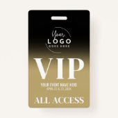 Custom Logo Elegant Zwart Goud VIP Badge (Achterkant)
