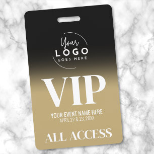 Custom Logo Elegant Zwart Goud VIP Badge