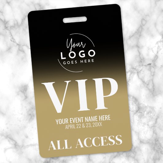 Custom Logo Elegant Zwart Goud VIP Badge