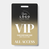 Custom Logo Elegant Zwart Goud VIP Badge (Achterkant)