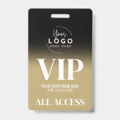 Custom Logo Elegant Zwart Goud VIP Badge (Voorzijde)