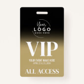 Custom Logo Elegant Zwart Goud VIP Badge (Voorkant)